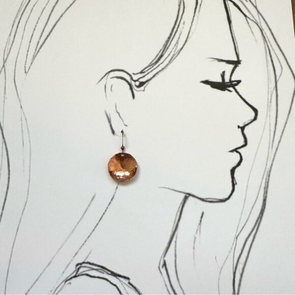 Hammered Copper Disc Drop Earrings - Picture 4 of 6